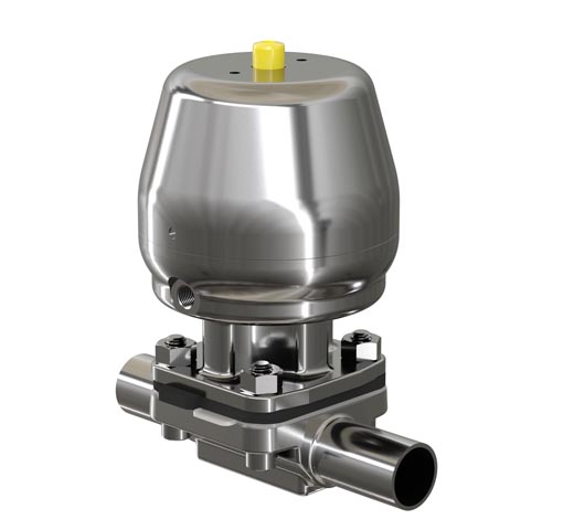 Aseptic diaphragm valve with actuator